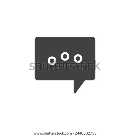 Three dots in a chat bubble vector icon. filled flat sign for mobile concept and web design. Typing Indicator glyph icon. Message typing symbol, logo illustration. Vector graphics