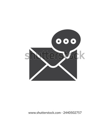 Envelope with chat bubble vector icon. filled flat sign for mobile concept and web design. SMS Inbox glyph icon. Email message symbol, logo illustration. Vector graphics