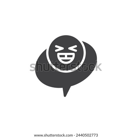 Speech bubble with an emoji inside vector icon. filled flat sign for mobile concept and web design. Laughing Emoji Reaction Message glyph icon. Symbol, logo illustration. Vector graphics