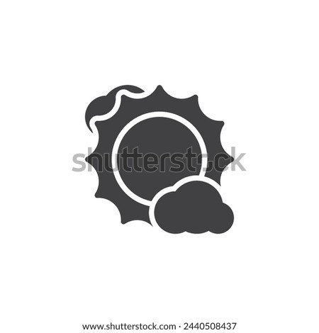 Sunny weather vector icon. filled flat sign for mobile concept and web design. Bright sun and cloud glyph icon. Symbol, logo illustration. Vector graphics