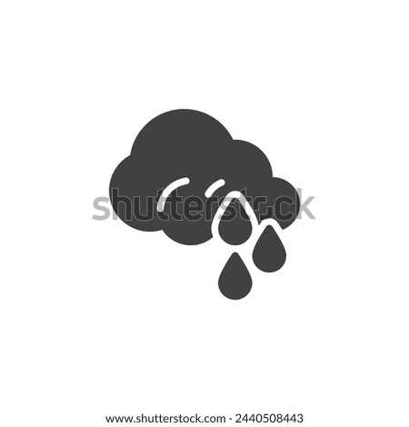 Raindrops falling from a cloud vector icon. filled flat sign for mobile concept and web design. Cloud with rain glyph icon. Rainy weather symbol, logo illustration. Vector graphics