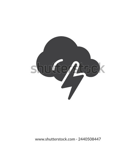 Cloud with lightning bolt vector icon. filled flat sign for mobile concept and web design. Thunderstorm glyph icon. Stormy weather symbol, logo illustration. Vector graphics