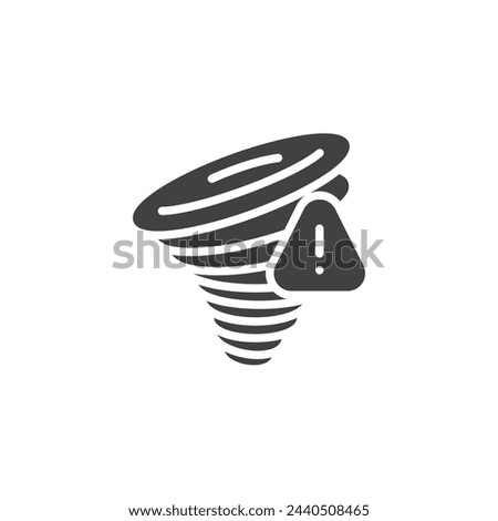 Tornado and warning sign vector icon. filled flat sign for mobile concept and web design. Tornado Warning glyph icon. Storm alert symbol, logo illustration. Vector graphics