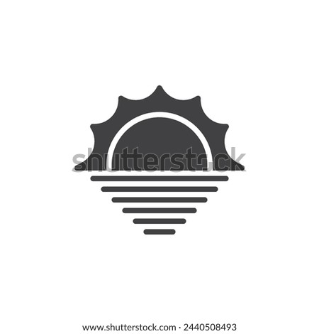 Sunset horizon vector icon. filled flat sign for mobile concept and web design. Setting sun glyph icon. Symbol, logo illustration. Vector graphics