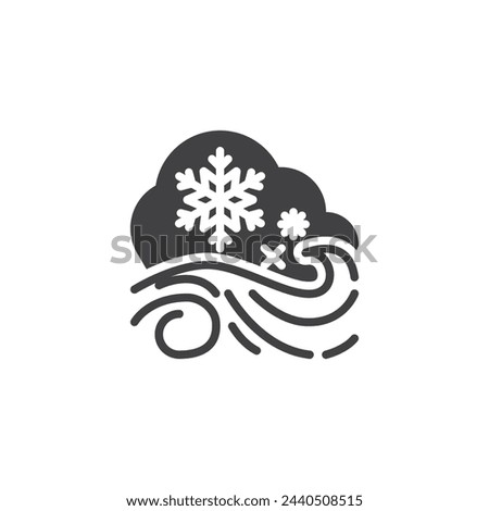Cloud with freezing rain and wind vector icon. filled flat sign for mobile concept and web design. Ice Storm weather glyph icon. Symbol, logo illustration. Vector graphics