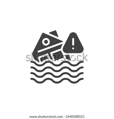 House flood warning alert vector icon. filled flat sign for mobile concept and web design. Flood Warning glyph icon. Symbol, logo illustration. Vector graphics