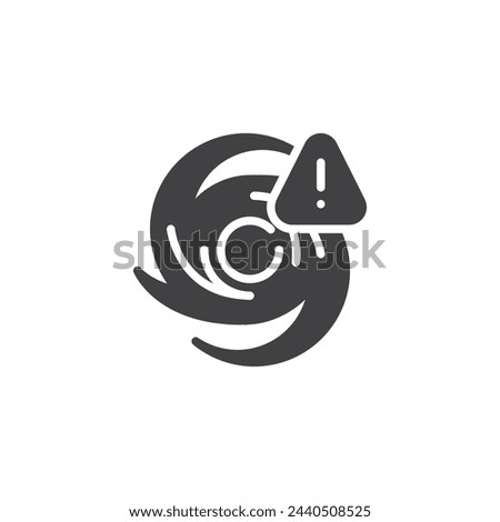 Hurricane and warning sign vector icon. filled flat sign for mobile concept and web design. Hurricane Warning glyph icon. Symbol, logo illustration. Vector graphics
