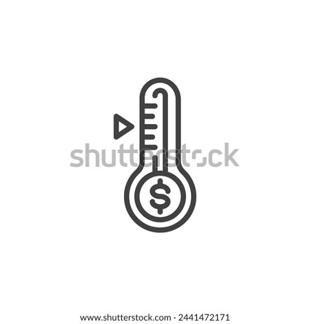 Fundraising line icon. linear style sign for mobile concept and web design. Fundraising thermometer outline vector icon. Raise funds symbol, logo illustration. Vector graphics