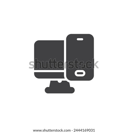 Smartphone and computer monitor vector icon. filled flat sign for mobile concept and web design. Electronics devices glyph icon. Symbol, logo illustration. Vector graphics