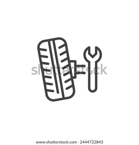 Wheel alignment line icon. linear style sign for mobile concept and web design. Car wheel service outline vector icon. Symbol, logo illustration. Vector graphics