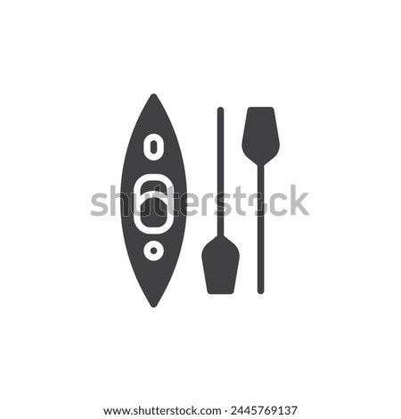 Kayak with paddle vector icon. filled flat sign for mobile concept and web design. Kayaking glyph icon. Symbol, logo illustration. Vector graphics