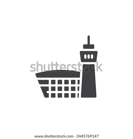 Airport tower vector icon. filled flat sign for mobile concept and web design. Airport terminal glyph icon. Symbol, logo illustration. Vector graphics