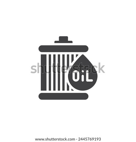 Oil filter vector icon. filled flat sign for mobile concept and web design. Car Oil Filter glyph icon. Symbol, logo illustration. Vector graphics