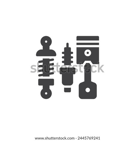 Car replacement parts vector icon. filled flat sign for mobile concept and web design. Auto Parts glyph icon. Symbol, logo illustration. Vector graphics