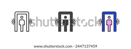 Passenger screening different style icon set. Line, glyph and filled outline colorful version, outline and filled vector sign. Metal detector symbol, logo illustration. Vector graphics