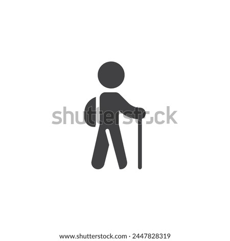 Hiking person vector icon. filled flat sign for mobile concept and web design. Hiker with backpack glyph icon. Symbol, logo illustration. Vector graphics