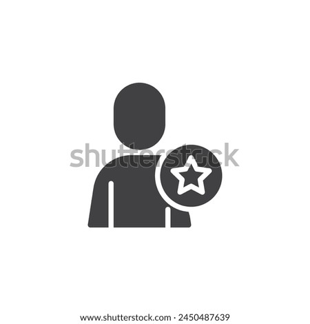 Person with a star vector icon. filled flat sign for mobile concept and web design. Brand Ambassador glyph icon. Symbol, logo illustration. Vector graphics