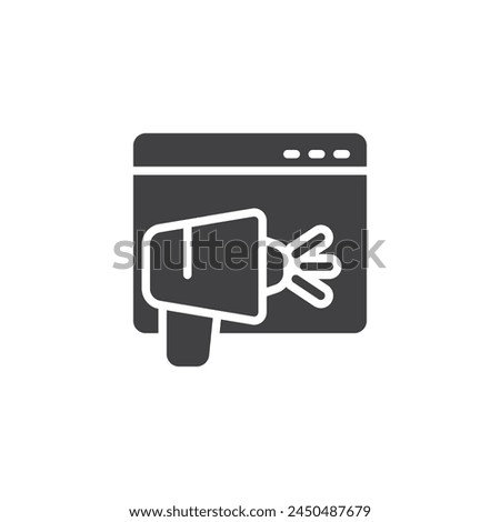 Internet marketing vector icon. Webpage and megaphone filled flat sign for mobile concept and web design. Digital Marketing glyph icon. Symbol, logo illustration. Vector graphics