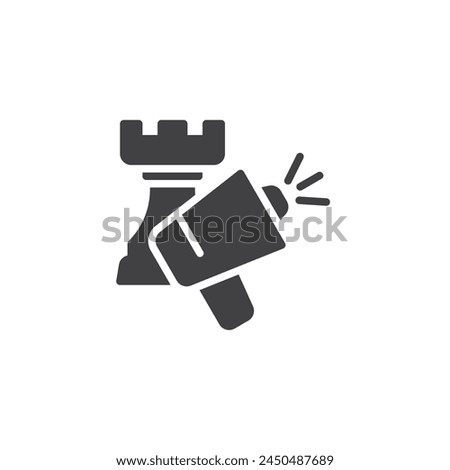Advertising and promoting vector icon. Chess and megaphone filled flat sign for mobile concept and web design. Marketing Strategy glyph icon. Symbol, logo illustration. Vector graphics