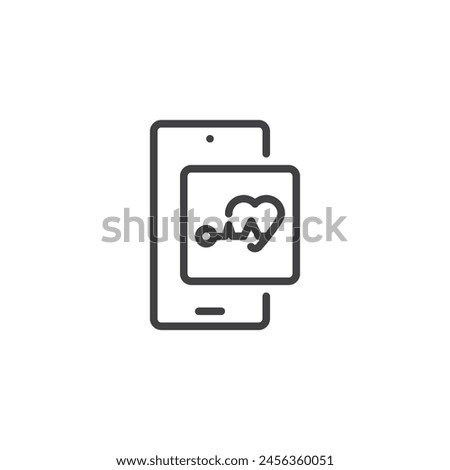 Mobile Fitness App line icon. linear style sign for mobile concept and web design. Smartphone fitness tracker outline vector icon. Symbol, logo illustration. Vector graphics