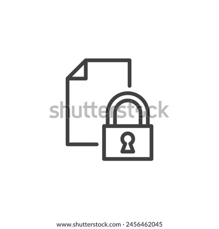 Encryption, encoding information line icon. linear style sign for mobile concept and web design. Document file and lock outline vector icon. Symbol, logo illustration. Vector graphics