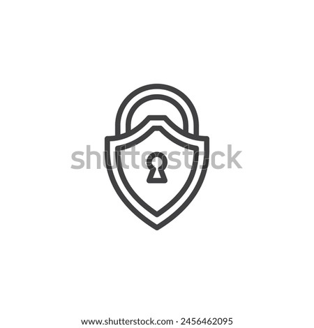 Secure Access line icon. linear style sign for mobile concept and web design. Protection shield lock outline vector icon. Cyber security symbol, logo illustration. Vector graphics