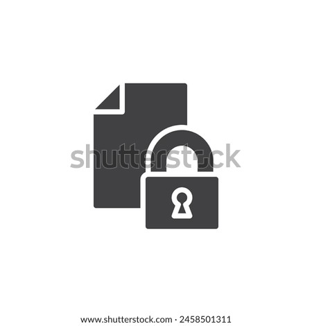 Document file and lock vector icon. filled flat sign for mobile concept and web design. Encryption, encoding information glyph icon. Symbol, logo illustration. Vector graphics