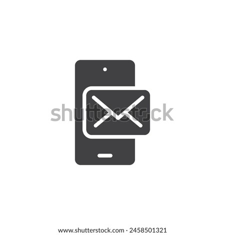 Mobile Email vector icon. Smartphone and envelope filled flat sign for mobile concept and web design. Phone sms message glyph icon. Symbol, logo illustration. Vector graphics