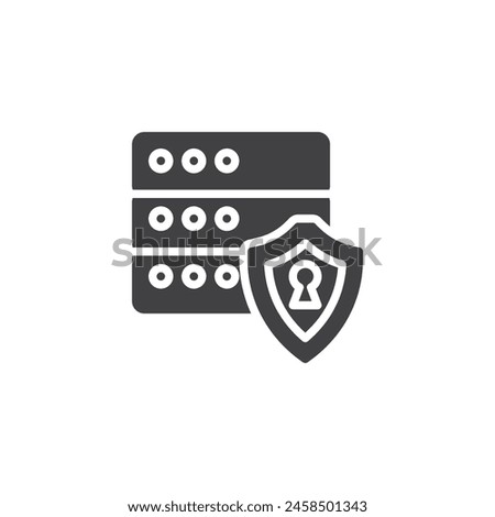 Data server protection vector icon. filled flat sign for mobile concept and web design. Data Privacy glyph icon. Cyber security symbol, logo illustration. Vector graphics