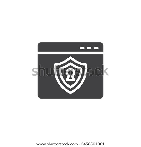 Internet security vector icon. Webpage protection shield filled flat sign for mobile concept and web design. Secure Browsing glyph icon. Symbol, logo illustration. Vector graphics