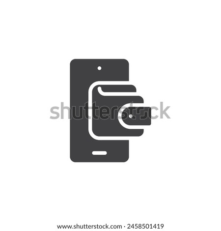 Digital Wallet vector icon. Smartphone and wallet  filled flat sign for mobile concept and web design. Online payment glyph icon. Mobile banking symbol, logo illustration. Vector graphics