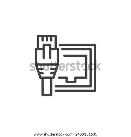 Network Cable and Socket line icon. LAN port linear style sign for mobile concept and web design. Ethernet connector outline vector icon. Symbol, logo illustration. Vector graphics