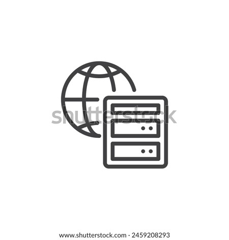 DNS server line icon. linear style sign for mobile concept and web design. Web Hosting outline vector icon. Symbol, logo illustration. Vector graphics