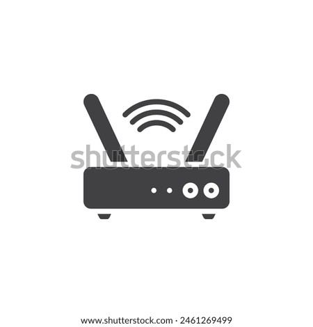 Broadband connection vector icon. filled flat sign for mobile concept and web design. Wifi router glyph icon. Modem signal symbol, logo illustration. Vector graphics