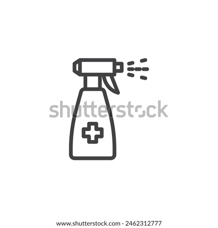 Disinfectant spray bottle line icon. linear style sign for mobile concept and web design. Sanitizer spray bottle outline vector icon. Symbol, logo illustration. Vector graphics