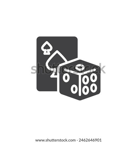 Playing card and dice vector icon. filled flat sign for mobile concept and web design. Casino Dice and Playing Card glyph icon. Symbol, logo illustration. Vector graphics