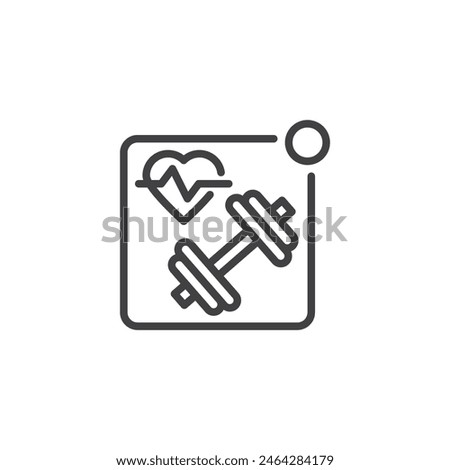 Fitness App line icon. linear style sign for mobile concept and web design. Fitness mobile application outline vector icon. Symbol, logo illustration. Vector graphics
