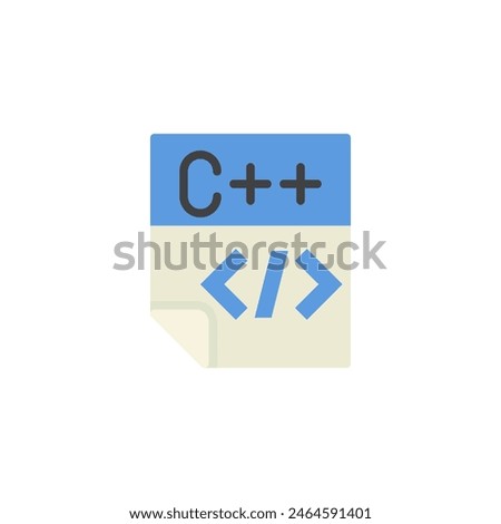 C plus plus file flat icon, vector sign, colorful pictogram isolated on white. Symbol, logo illustration. Flat style design