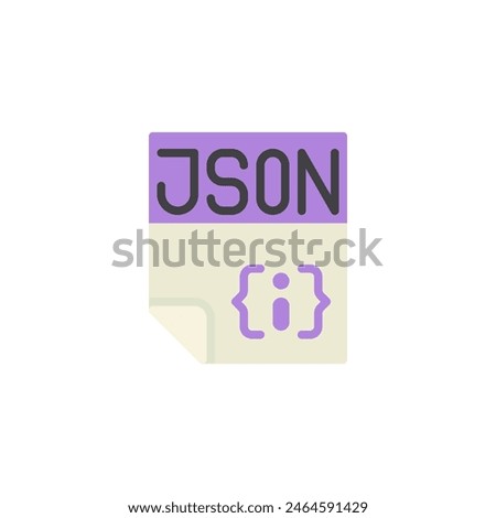 JSON file flat icon, vector sign, colorful pictogram isolated on white. Symbol, logo illustration. Flat style design