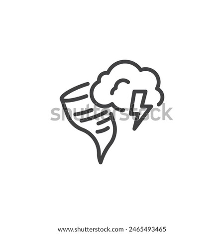 Hurricane, storm line icon. linear style sign for mobile concept and web design. Tornado and thunderstorm outline vector icon. Extreme Weather symbol, logo illustration. Vector graphics