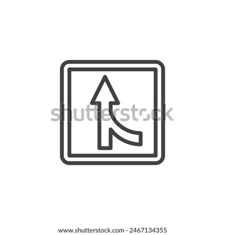 Lane merge Sign line icon. linear style sign for mobile concept and web design. Lane merge roadsign outline vector icon. Symbol, logo illustration. Vector graphics