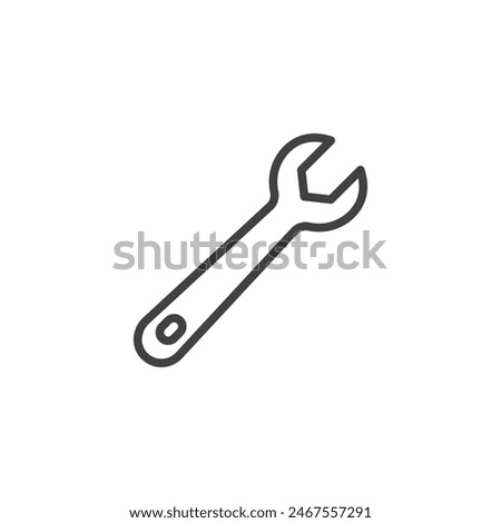 Wrench line icon. linear style sign for mobile concept and web design. Spanner, wrench outline vector icon. Technical support symbol, logo illustration. Vector graphics