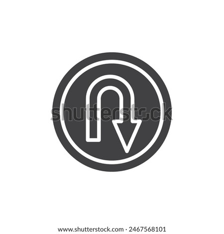 U Turn roadsign vector icon. filled flat sign for mobile concept and web design. U Turn Sign glyph icon. Symbol, logo illustration. Vector graphics