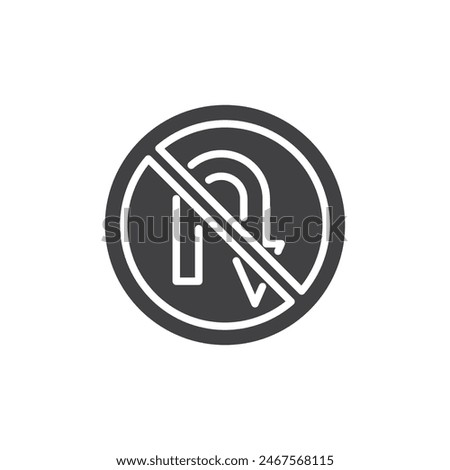 No U Turn roadsign vector icon. filled flat sign for mobile concept and web design. No U-Turn Sign glyph icon. Symbol, logo illustration. Vector graphics
