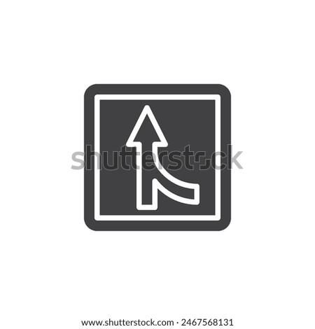 Lane merge roadsign vector icon. filled flat sign for mobile concept and web design. Lane merge Sign glyph icon. Symbol, logo illustration. Vector graphics