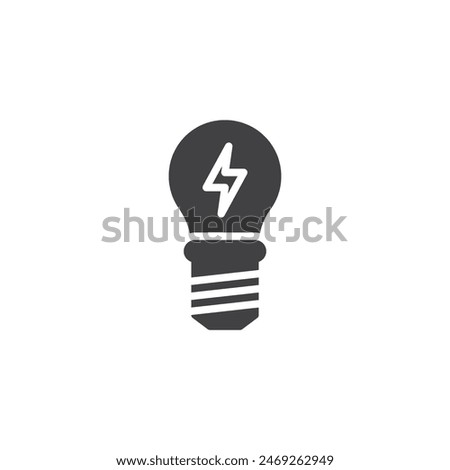 Light Bulb with lightning vector icon. filled flat sign for mobile concept and web design. Light lamp glyph icon. Symbol, logo illustration. Vector graphics