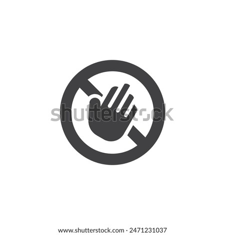 Stop sign with a hand symbol vector icon. filled flat sign for mobile concept and web design. Do Not Enter glyph icon. Symbol, logo illustration. Vector graphics