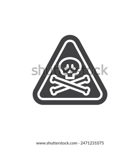 Skull and crossbones in triangle vector icon. filled flat sign for mobile concept and web design. Toxic Material Sign glyph icon. Symbol, logo illustration. Vector graphics