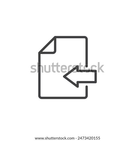 File Import line icon. linear style sign for mobile concept and web design. File with an inward arrow outline vector icon. Download document symbol, logo illustration. Vector graphics