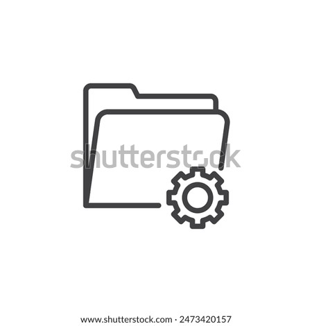 Folder Settings line icon. linear style sign for mobile concept and web design. Folder with a gear outline vector icon. Symbol, logo illustration. Vector graphics